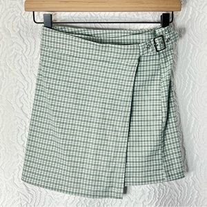 Full Tilt Green/White/Pink Plaid Wrap Style Skirt
